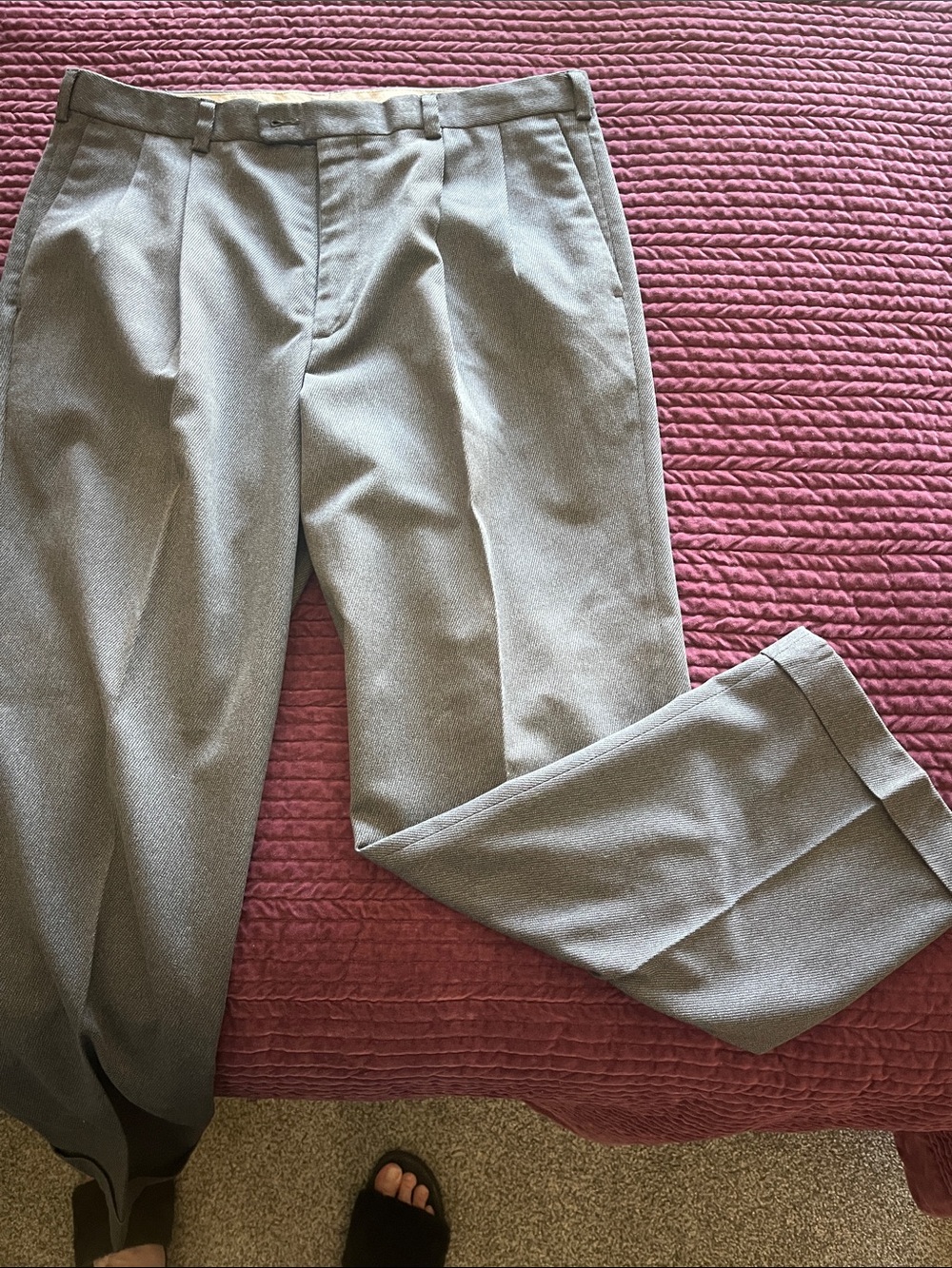 Men's Dress Pants in Light Gray - Tailored Pleated Trousers